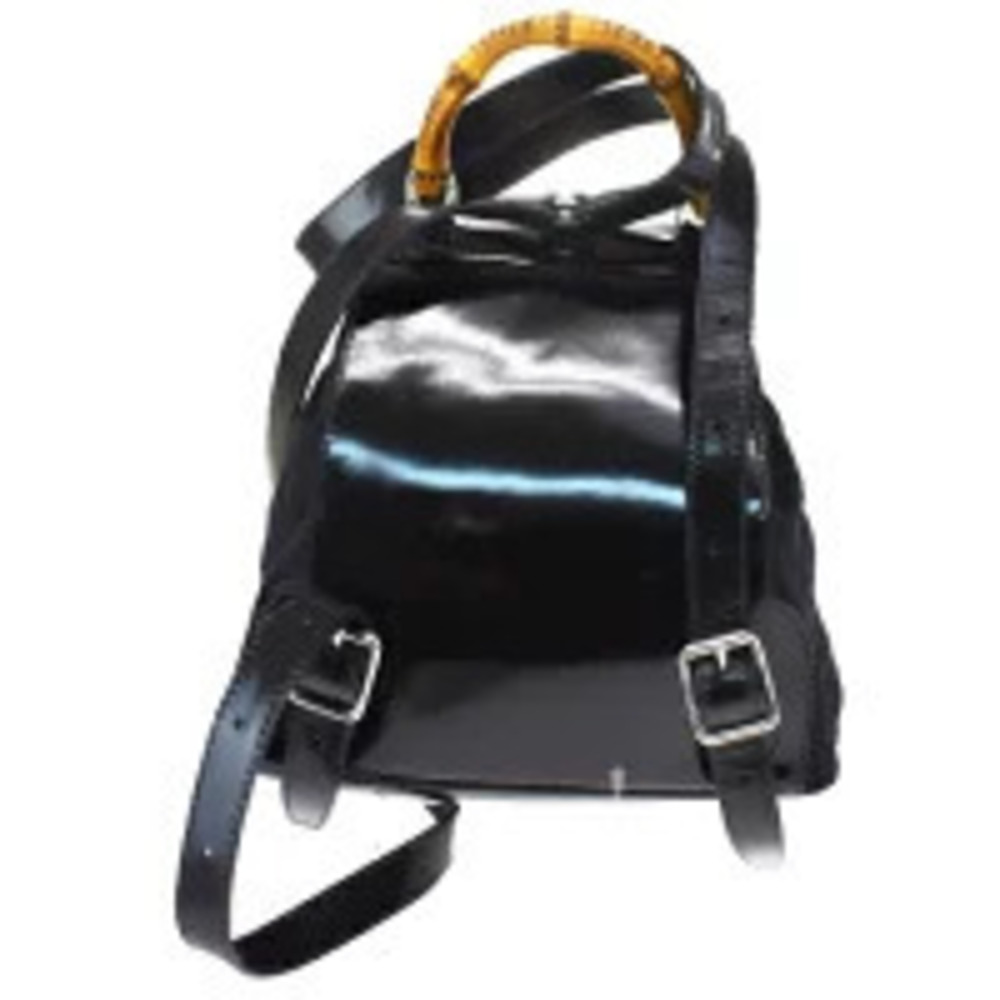 Gucci Bamboo Backpack Bag Black Leather - Picture 4 of 7